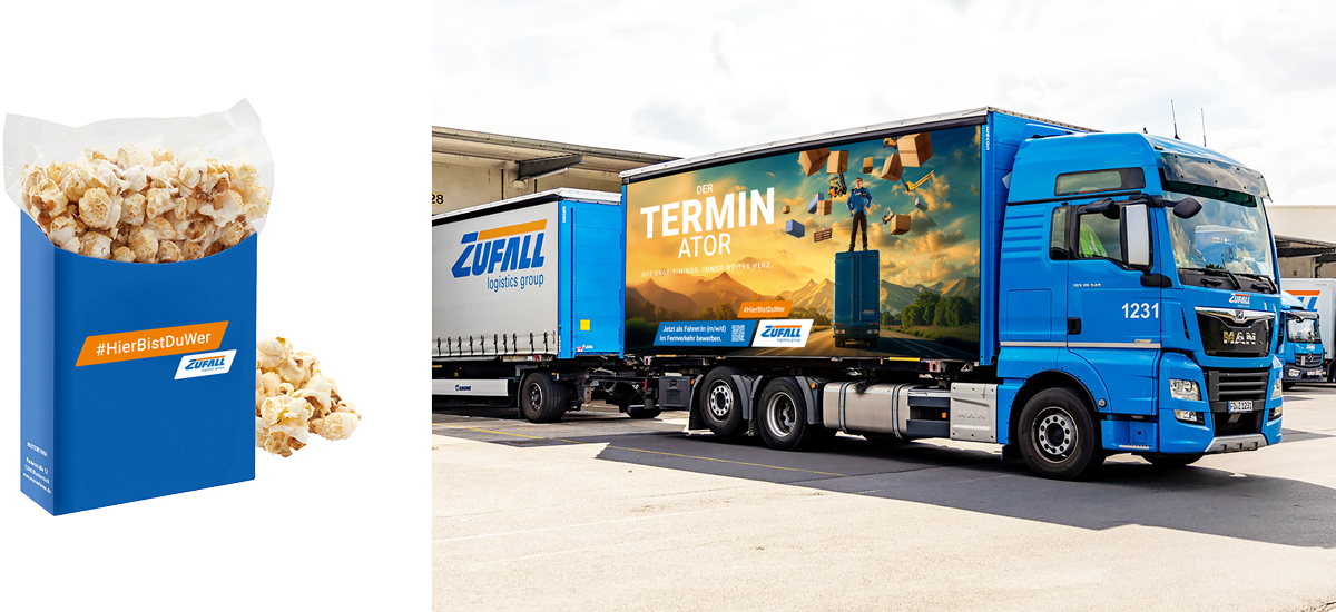 Battery zufall employerbranding kampagne truck